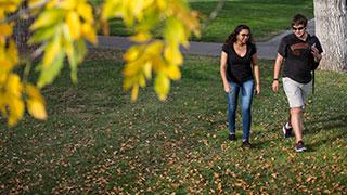 Students walking on campus